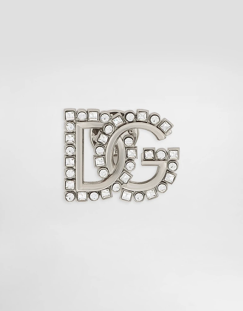 Rhinestone-detailed DG logo pin brooch