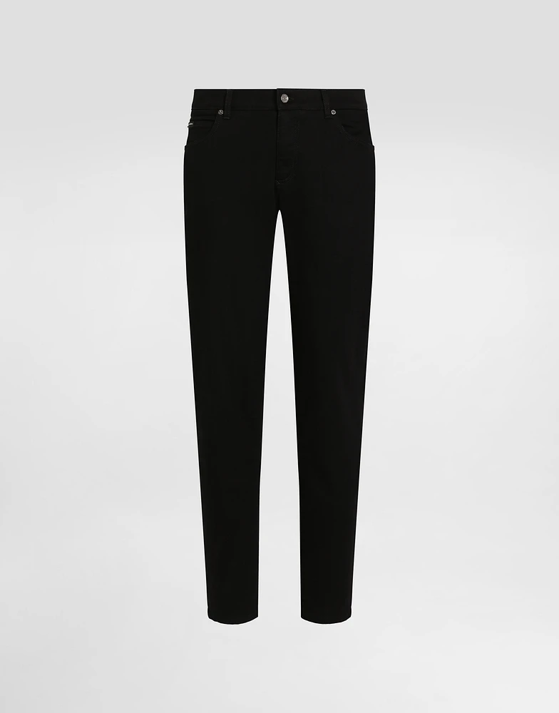 Regular-fit black wash stretch jeans