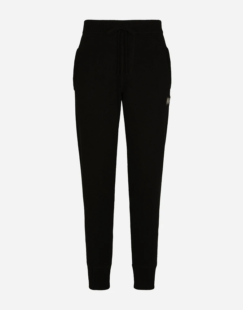 Wool and cashmere knit jogging pants