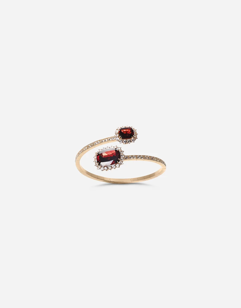 Gems Bracelet 18 carat yellow gold, rhodolite garnets and colorless sapphires