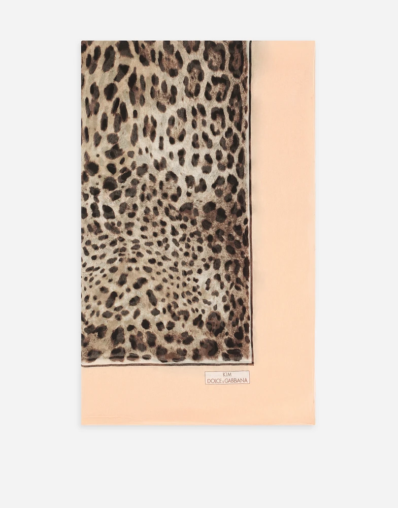 KIM DOLCE&GABBANA Silk crepon scarf with leopard print