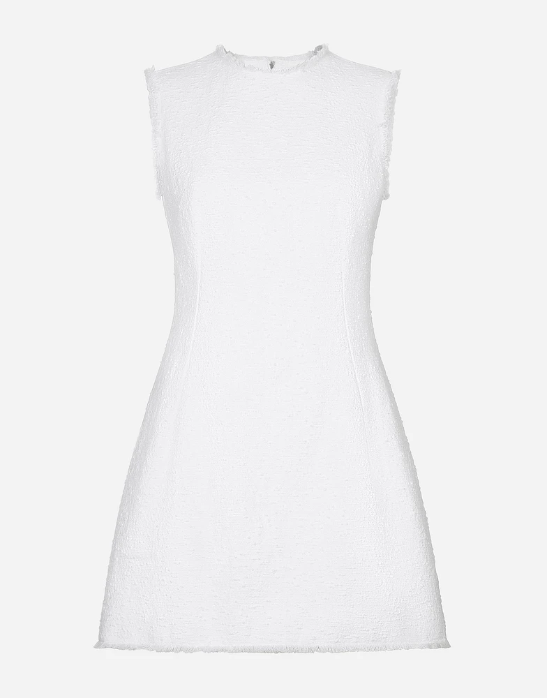 Short cotton raschel tweed dress