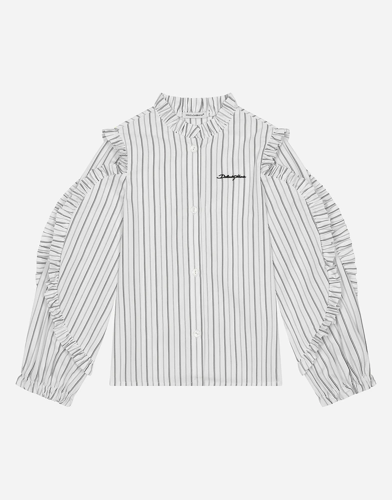 Striped poplin shirt with embroidered Dolce&Gabbana logo