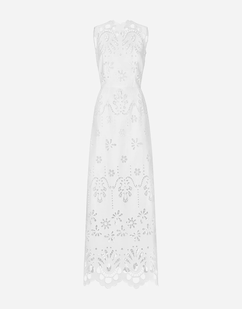 Long cotton dress with cut-out detailing