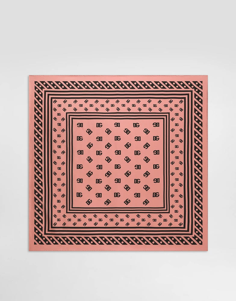 Silk twill foulard with all-over DG logo print (70x70)