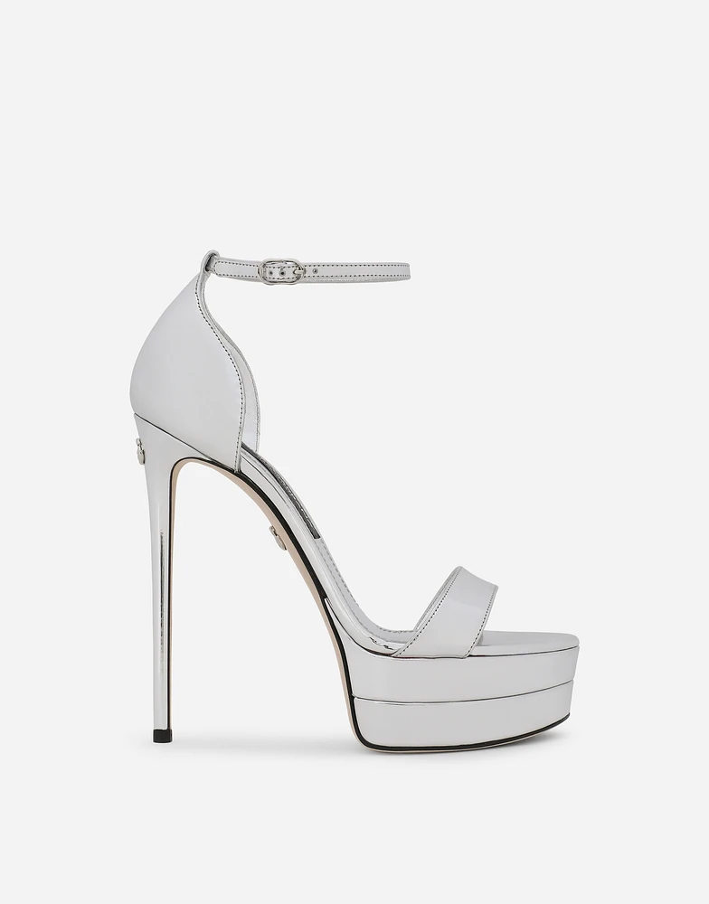 Mirrored-effect calfskin platform sandals