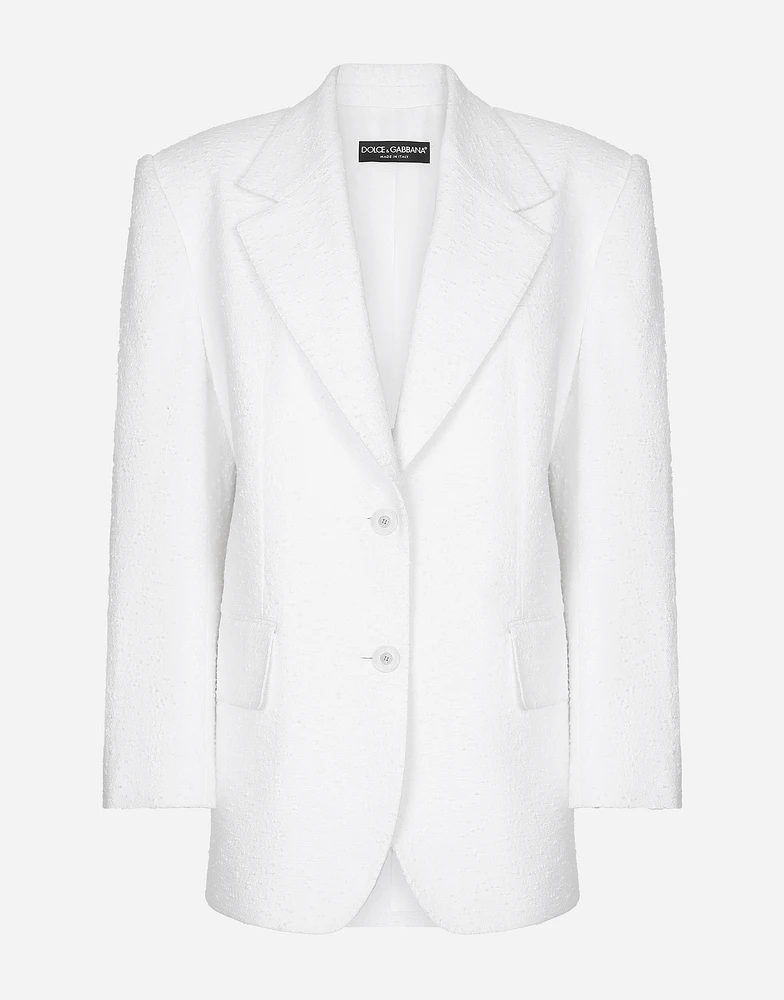 Single-breasted cotton raschel tweed jacket