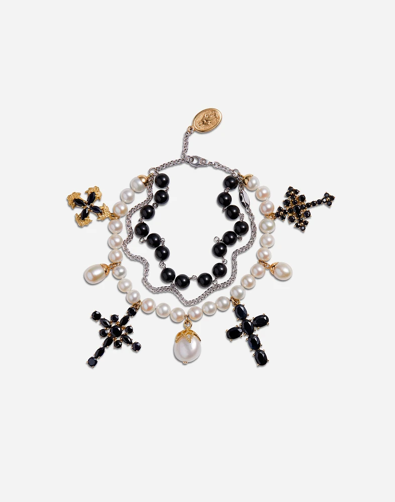 Sicily Bracelet 18-carat white and yellow gold and black sapphires