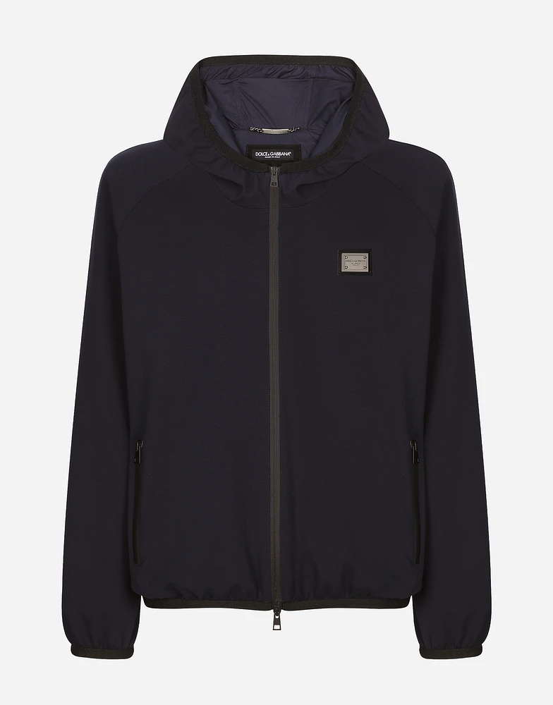 Jersey jacket with hood