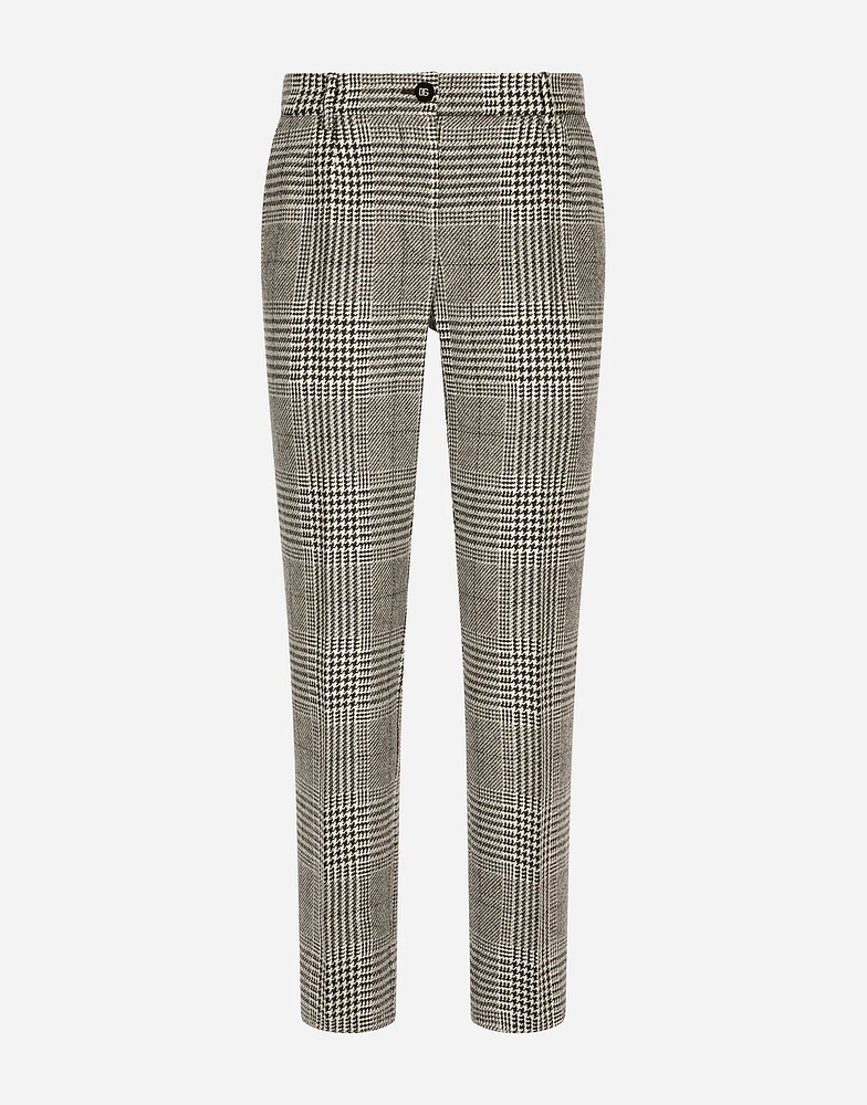 Low-rise glen plaid pants
