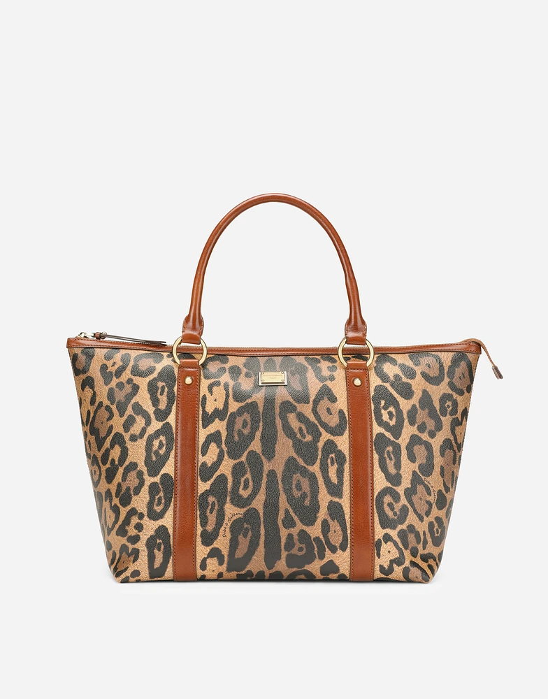 leopard-print Crespo shopper with branded plate