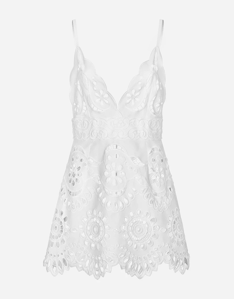 Cotton minidress with straps and cut-out detailing