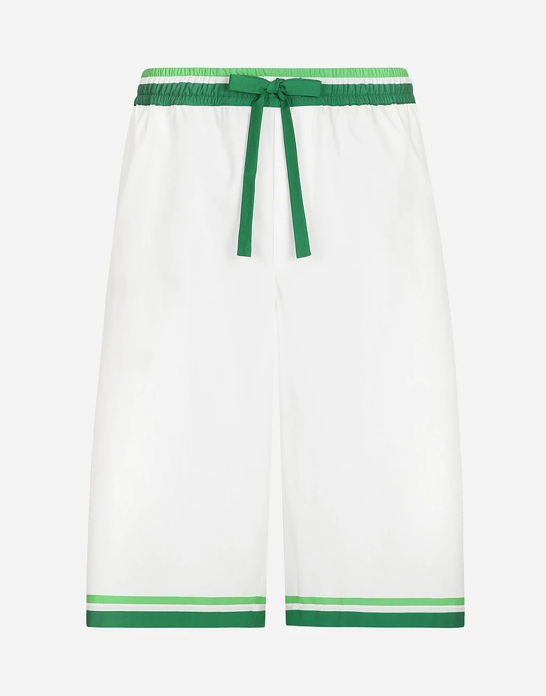 Poplin jogging shorts with majolica print