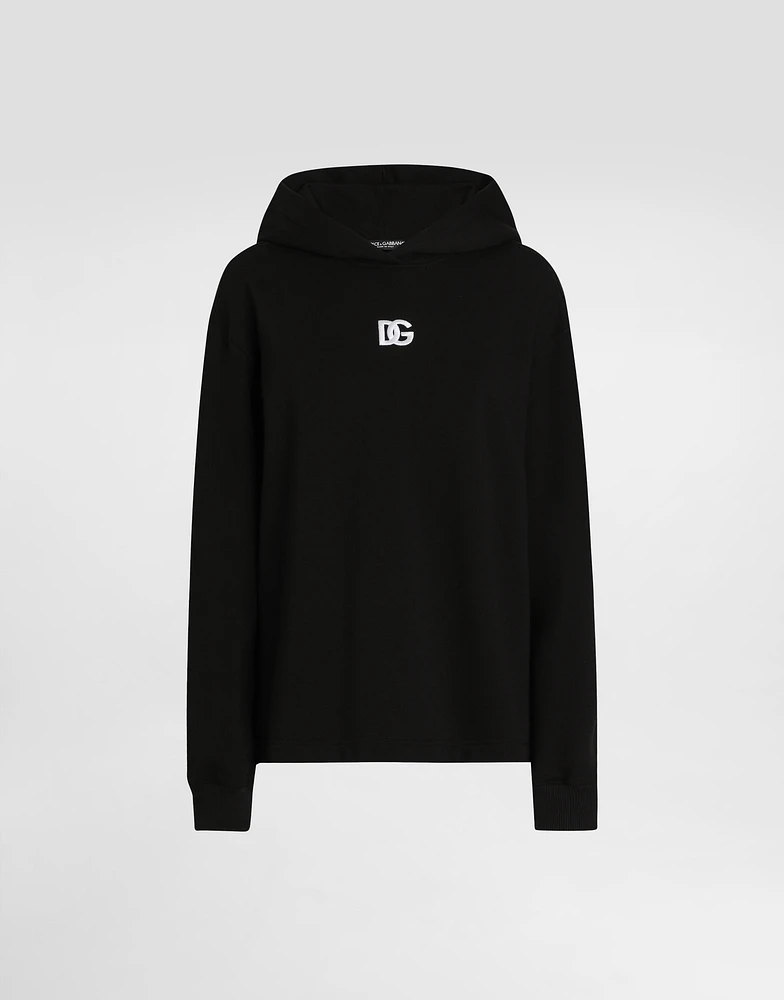 Jersey hoodie with DG embroidery