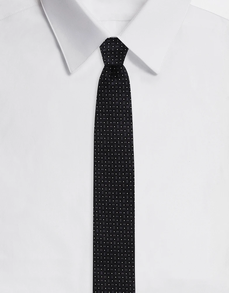 Silk jacquard tie with DG logo