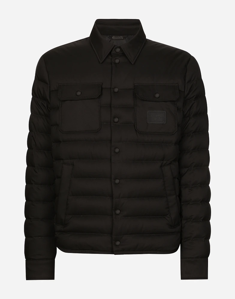 Padded satin jacket with shirt collar