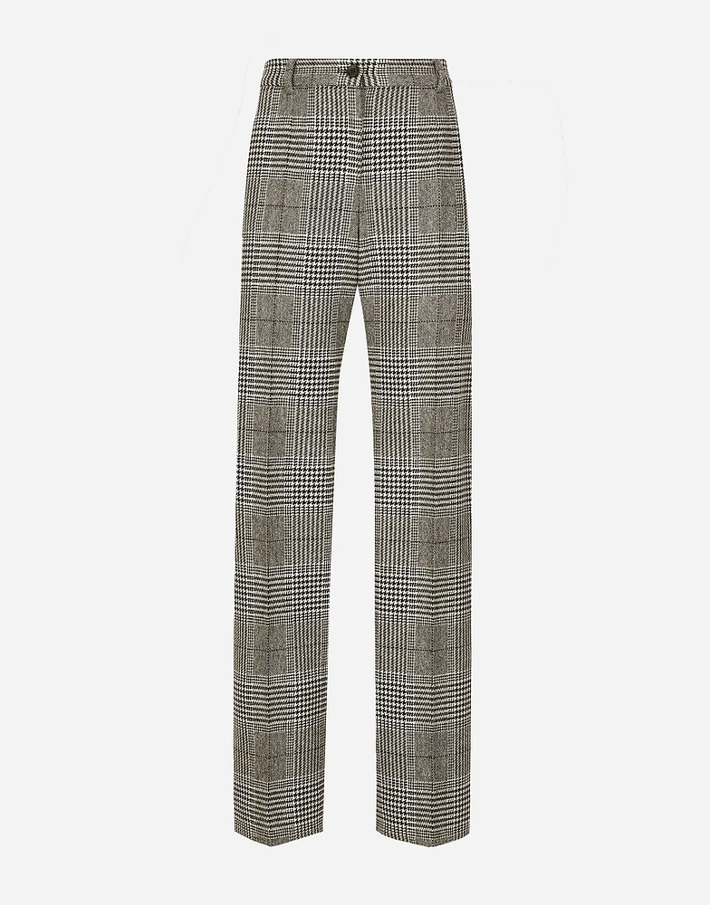 Flared glen plaid pants