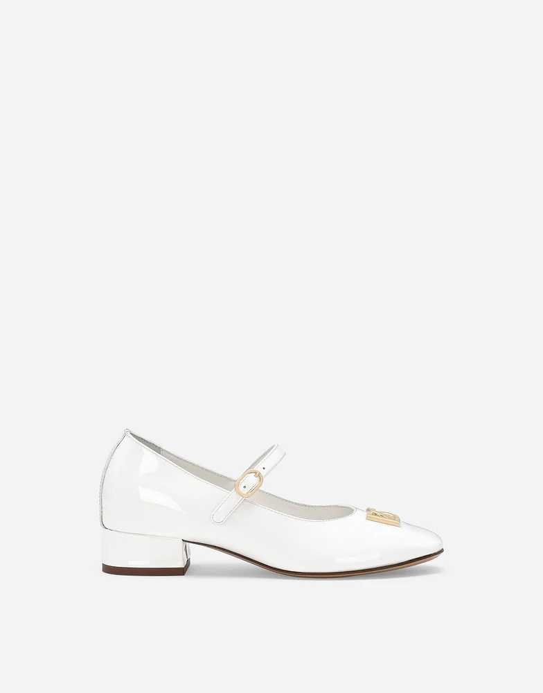 Patent leather ballet flats with heel