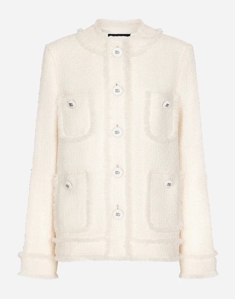 Single-breasted raschel tweed jacket