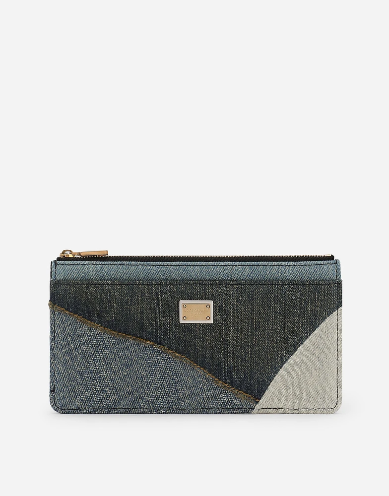 Large denim card holder