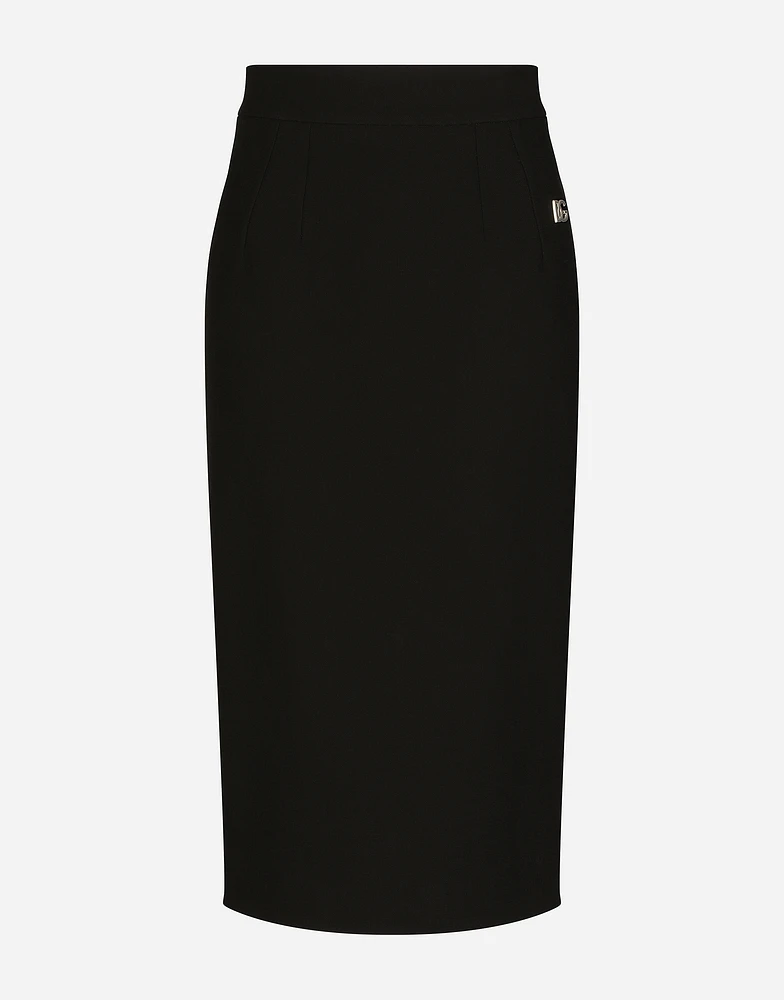 Woolen calf-length skirt