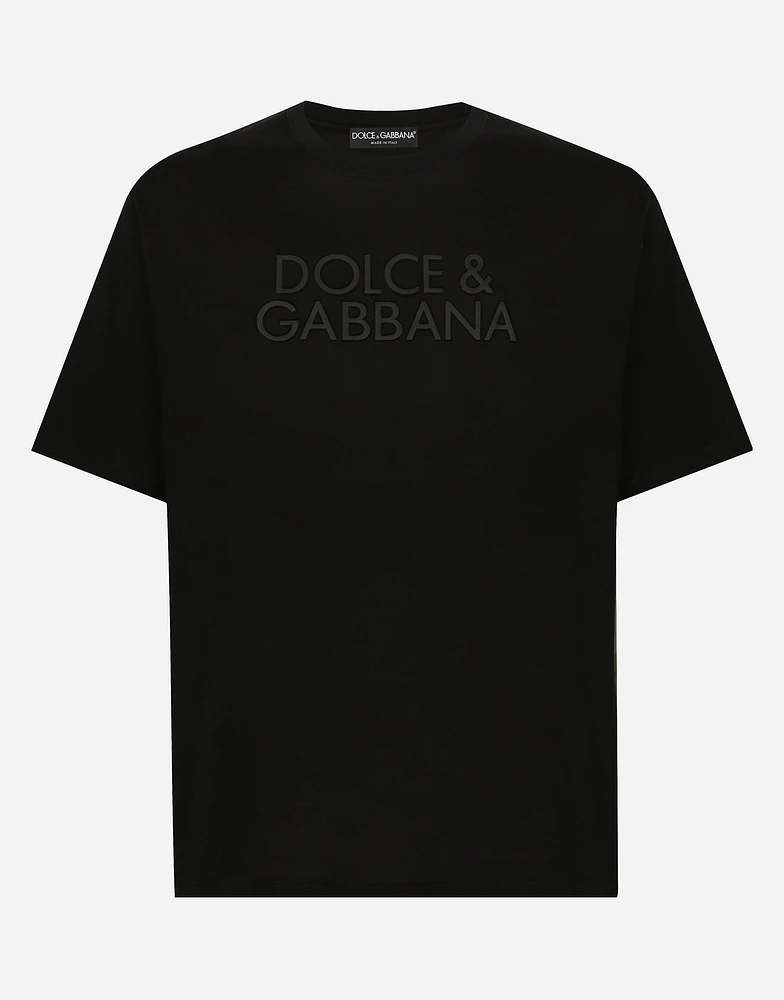 Cotton T-shirt with logo embroidery