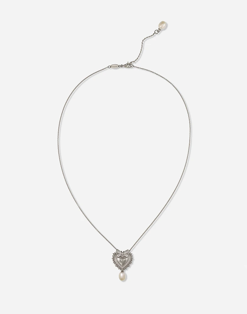 Devotion Necklace 18 carat white gold, diamonds and pearls