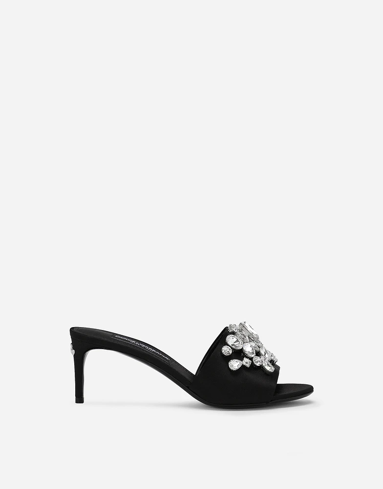 Satin mules with embroidery