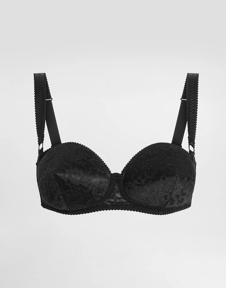 Lace balconette bra with conical cups