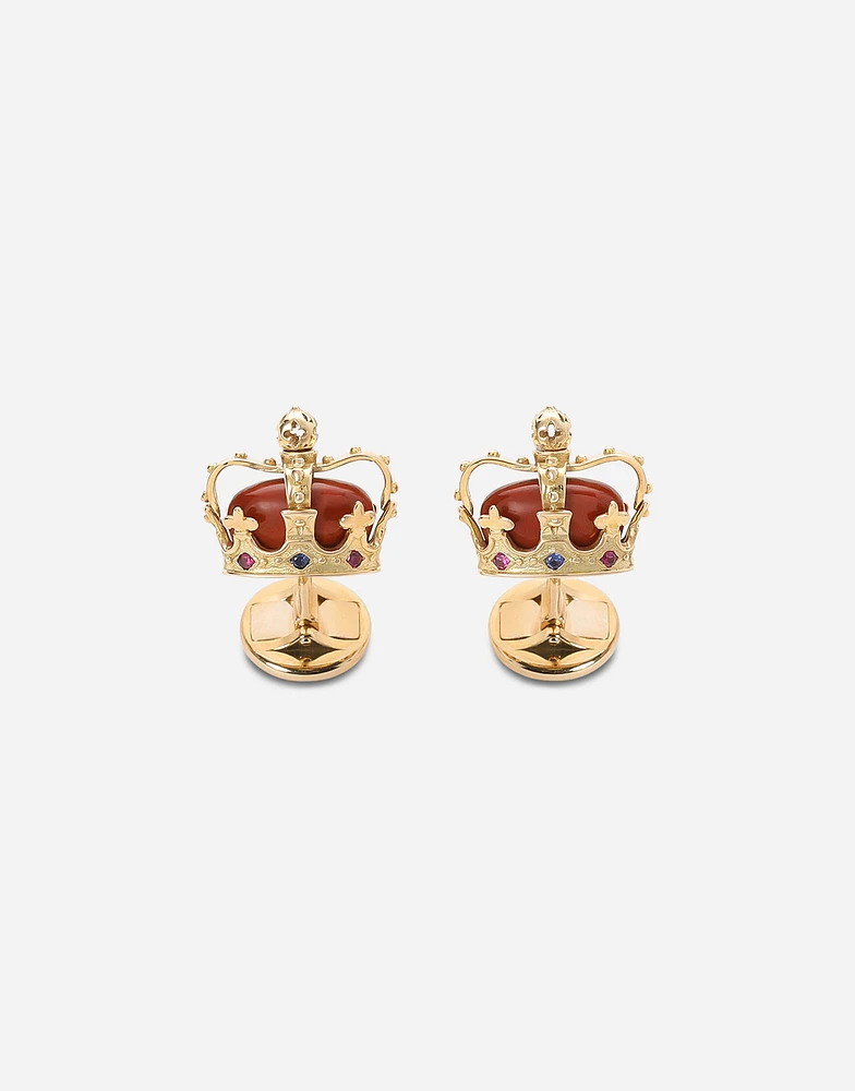 Royal Cufflinks 18-carat yellow gold, red jasper, rubies, and blue sapphires