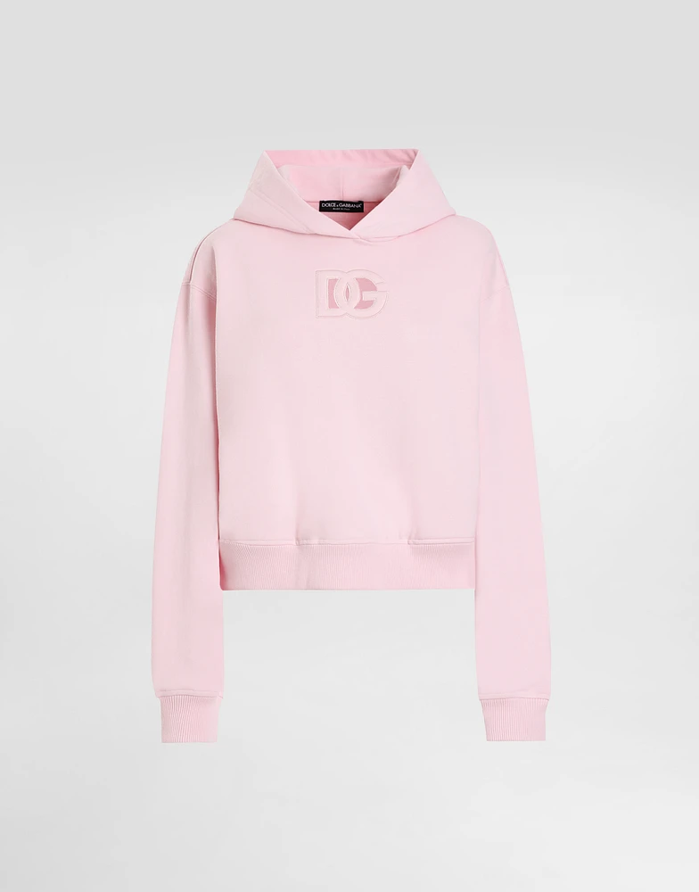 Jersey hoodie with raised DG embroidery