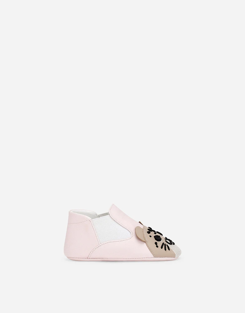 Lambskin low-top sneakers with leopard detail