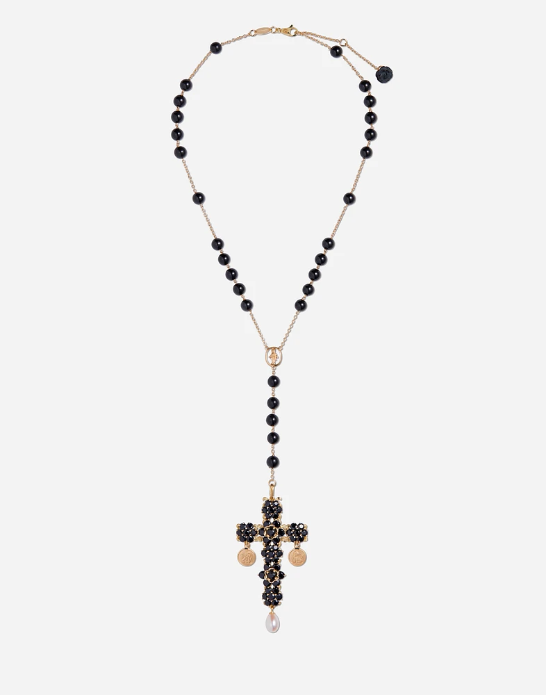 Sicily Rosary Necklace 18-carat yellow gold and black sapphires