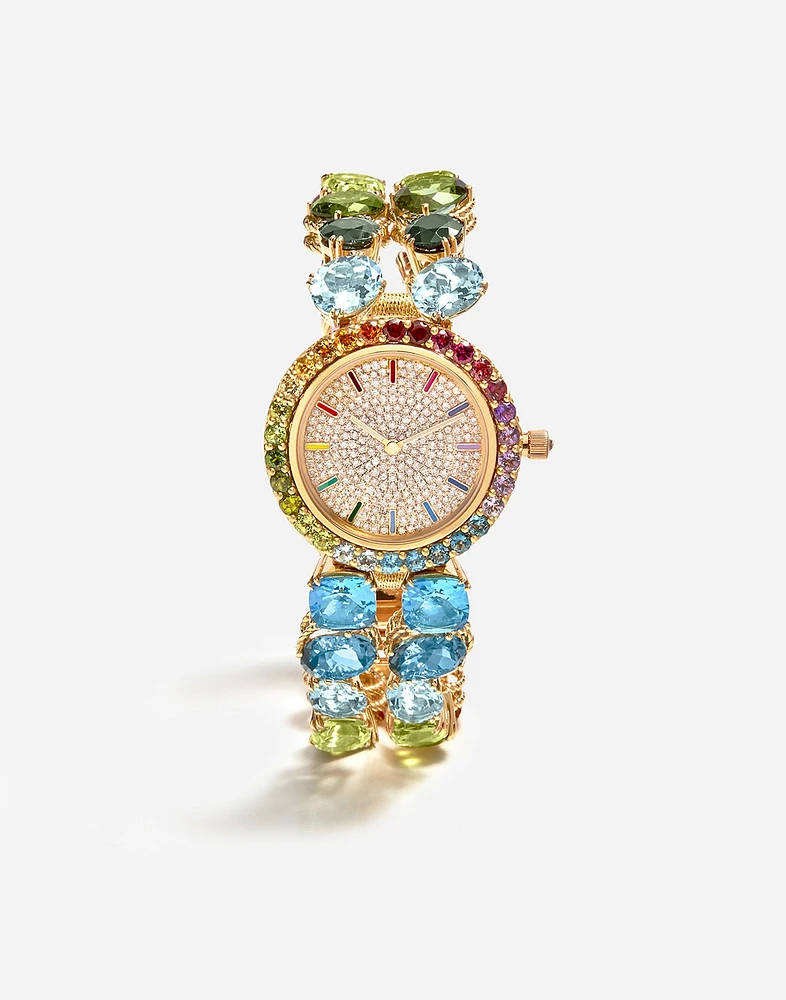 Rainbow Watch 18-carat yellow gold and multicolored gems