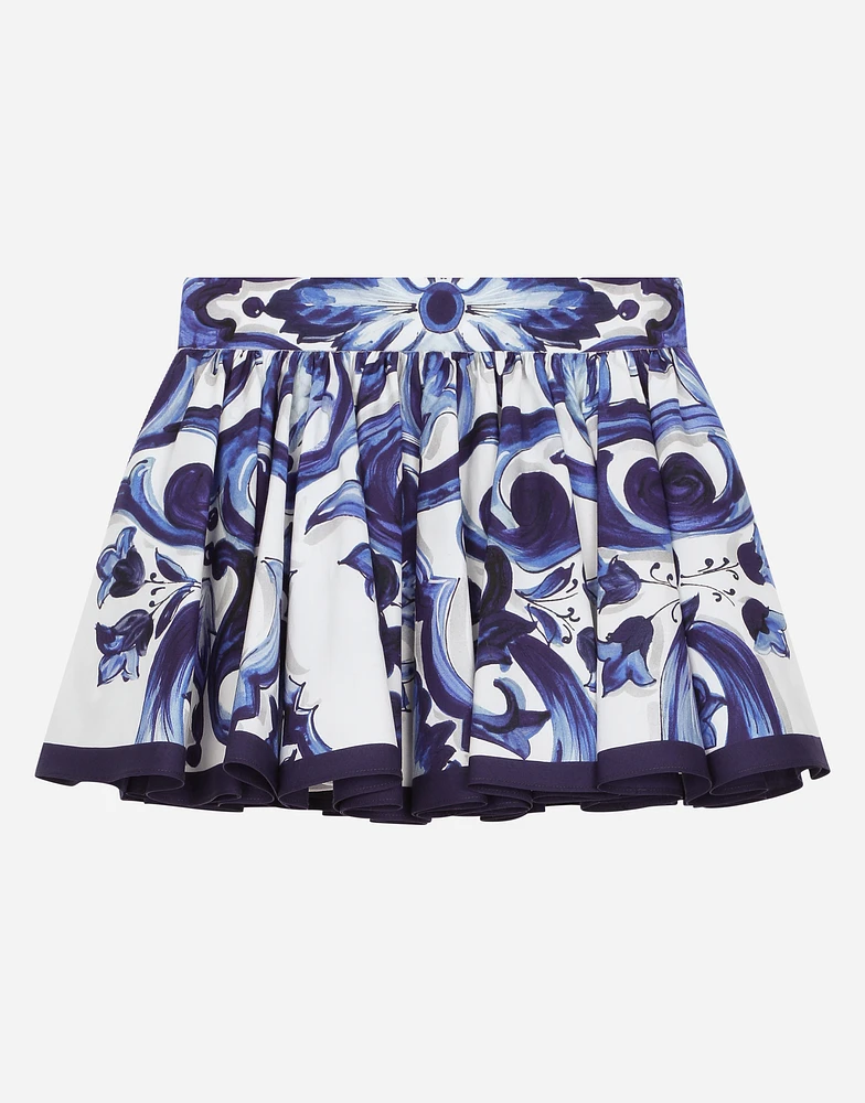 Majolica-print poplin skirt