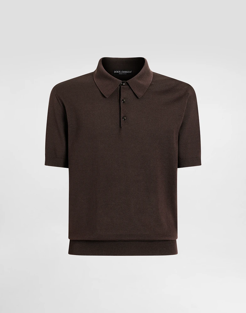 Short-sleeved cotton polo-shirt