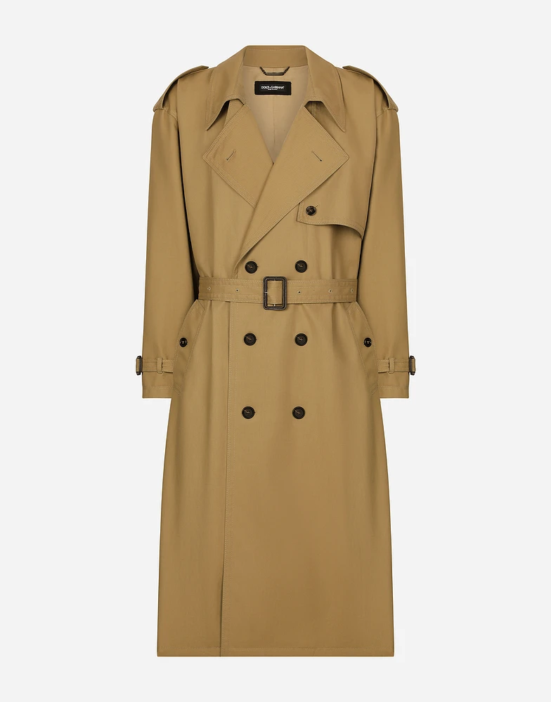 Double-breasted cotton trench coat