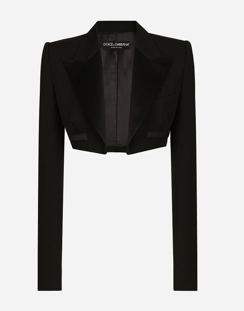 Single-breasted wool gabardine Spencer tuxedo jacket