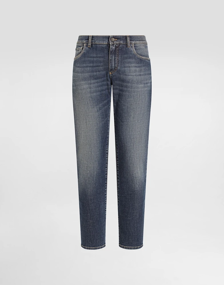 Light blue wash slim-fit stretch jeans