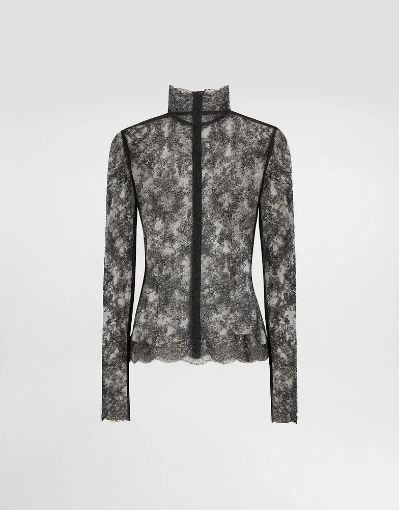 Floral lace turtle-neck top