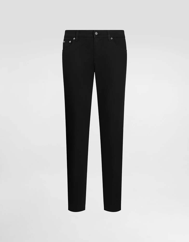 Washed black slim-fit stretch jeans