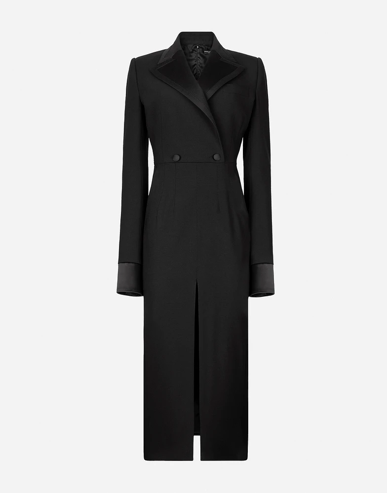 Woolen calf-length coat dress