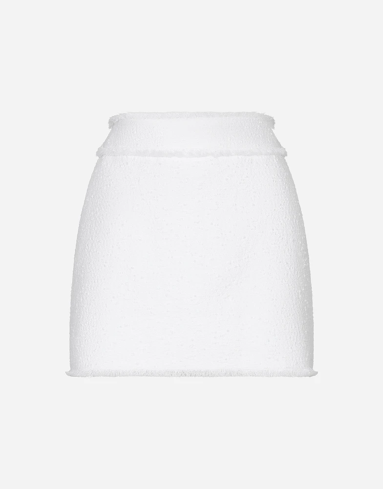 Cotton raschel tweed miniskirt