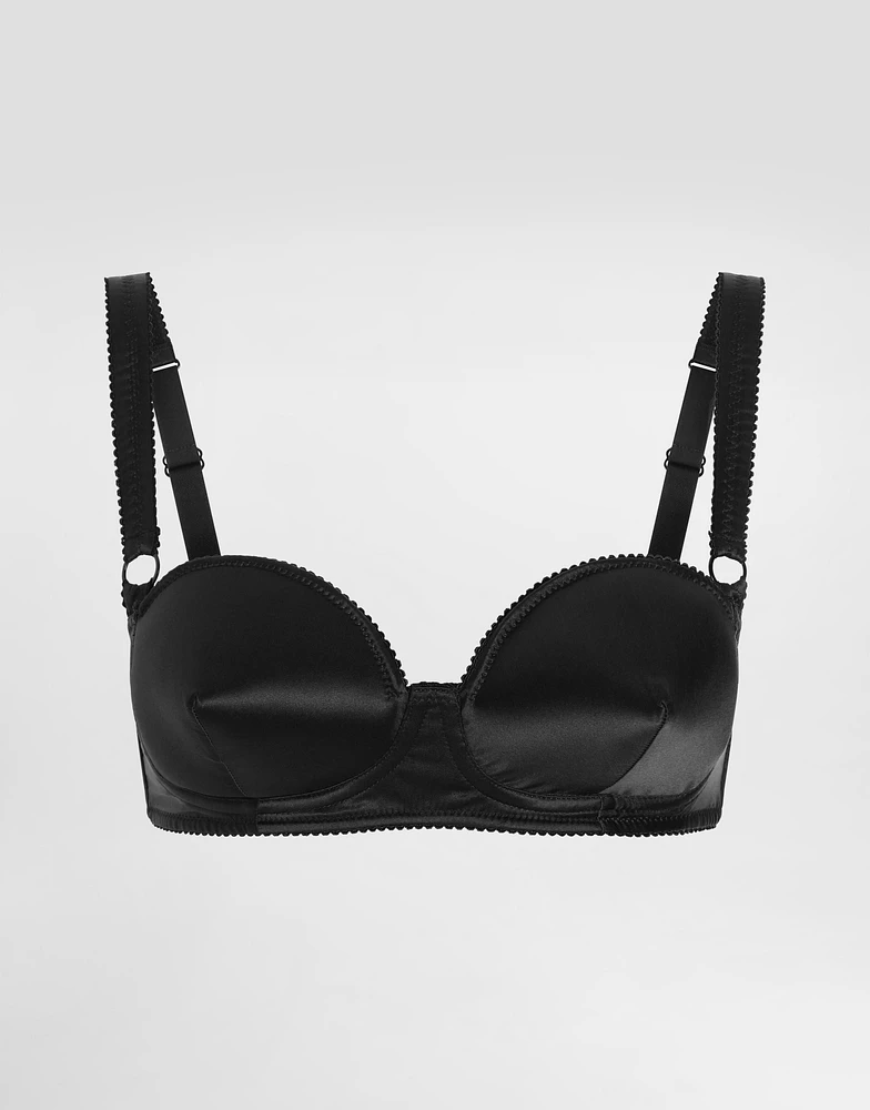 Satin balconette bra with conical cups