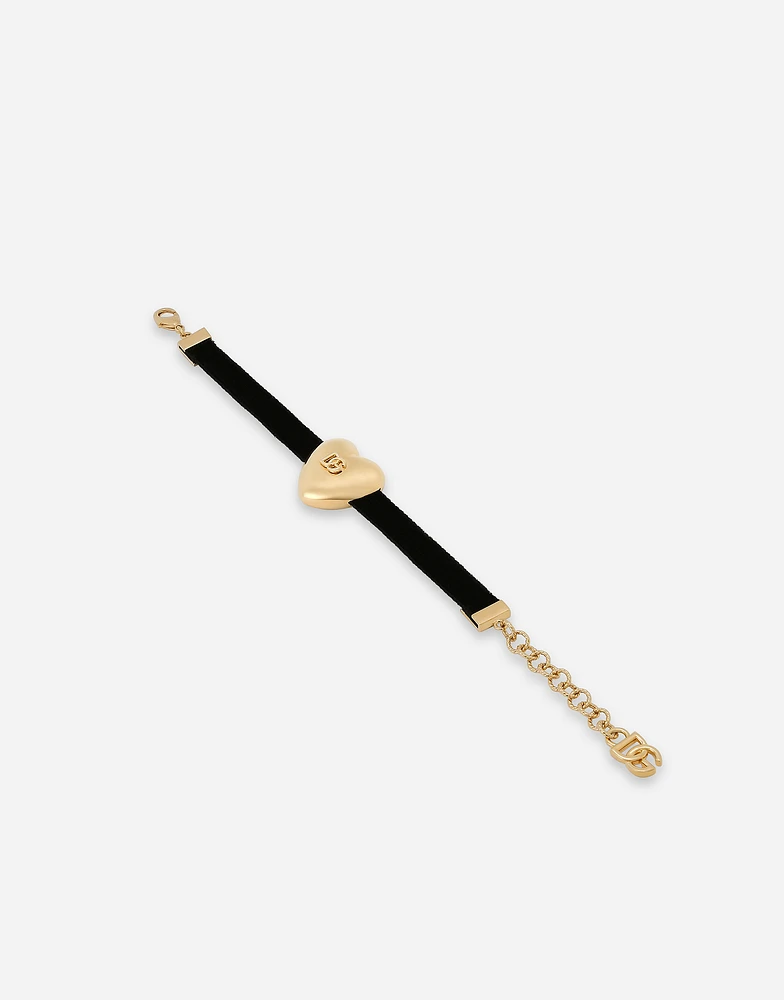 Velvet bracelet with DG logo heart