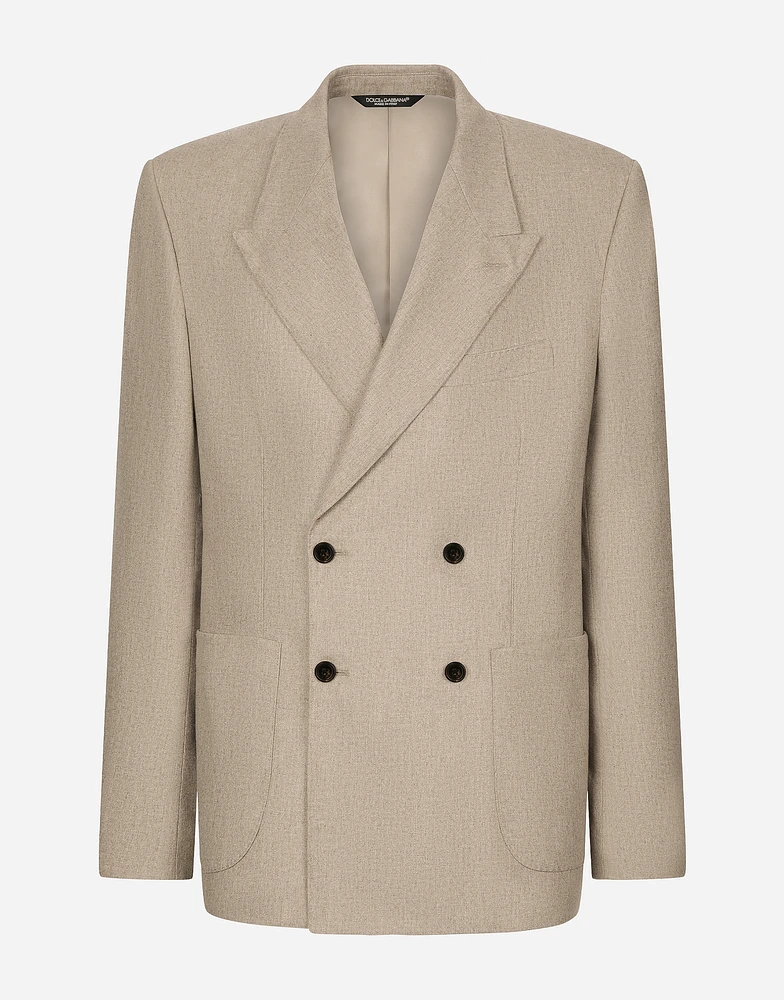 Deconstructed double-breasted cashmere jacket