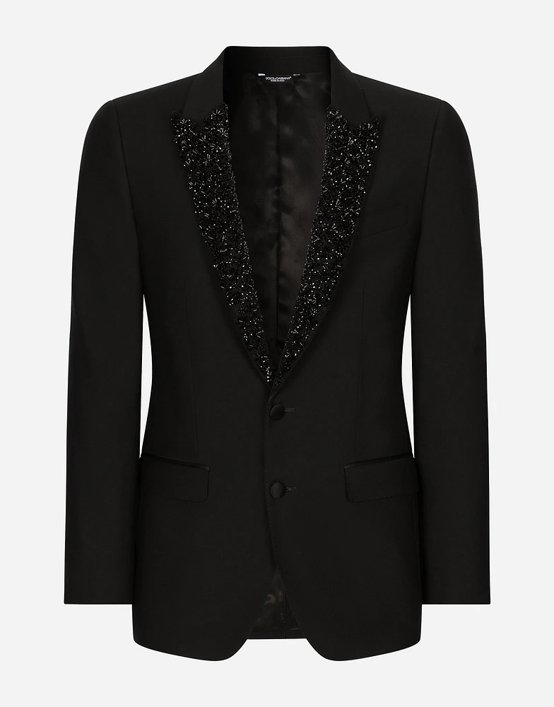 Single-breasted Martini-fit jacket with embroidered lapels