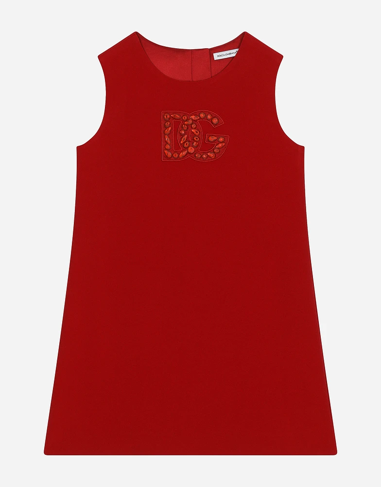 Sleeveless cady dress with DG patch