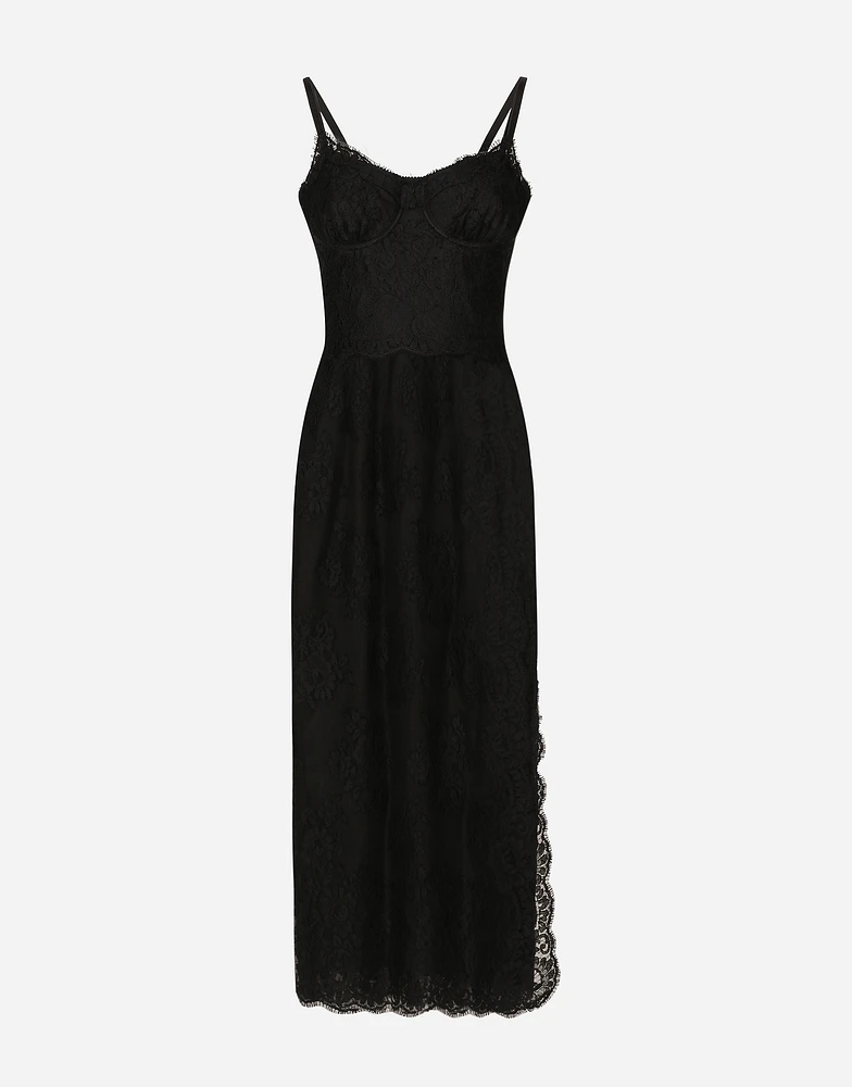 Lace calf-length slip dress