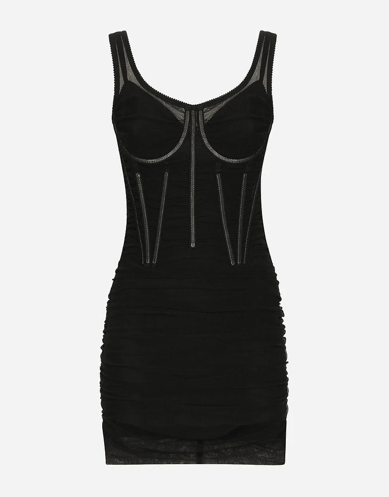 Short tulle dress with corset details